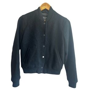 Abercrombie & Fitch Black wool-blend varsity bomber jacket XS Women’s